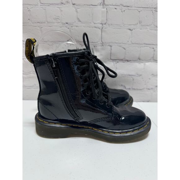 Dr. Martens Airwair AW004 Patent Leather Black Boots side zipper Kids size 12 - Picture 7 of 14